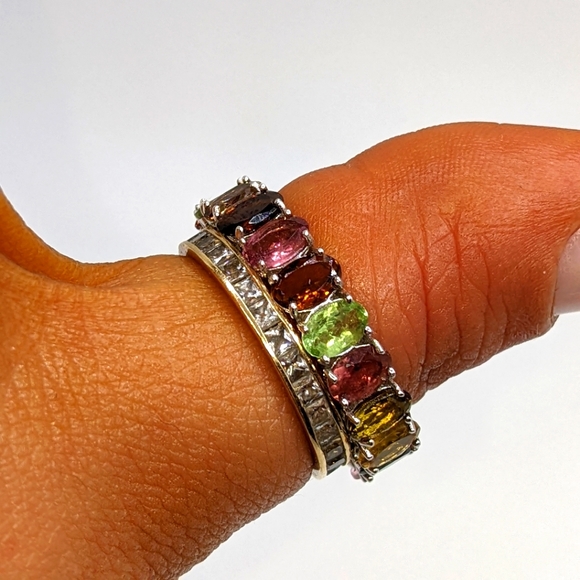 Multi-colored Tourmaline Gemstone Eternity Ring - Picture 15 of 15